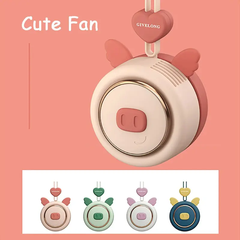 Kipas Angin Leher Portable Model Leher Cute Pig Multiwarna 4