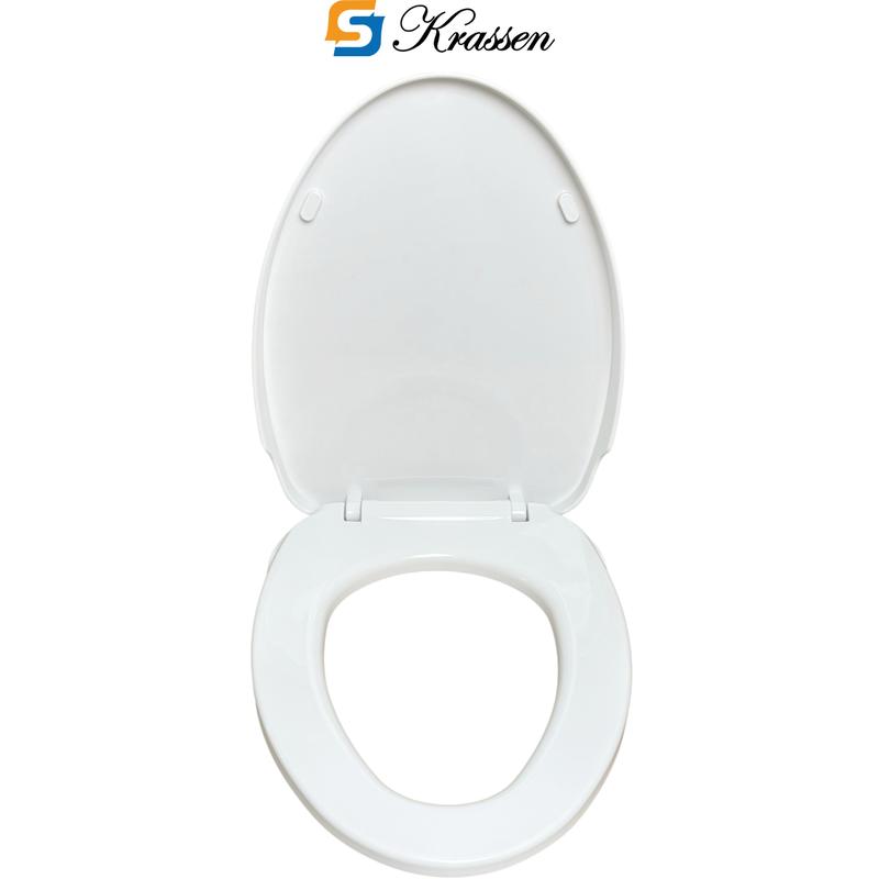 Product Introduction of <Mã KR.23> Nắp bồn cầu đóng êm KRASSEN làm từ nhựa PP cao cấp (màu Trắng sữa) hình mũi nhọn (chữ V) đa năng phù hợp với hầu hết bồn cầu một/hai khối 17