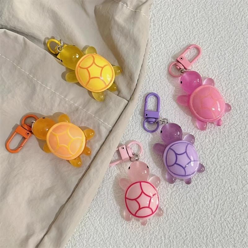 Single Piece Acrylic Luminous Turtle Keychain - Durable Carabiner Clip, Novelty Birthday Gift, Festival Accessory, Decorative Musical Keyring for Bags & Keys 4