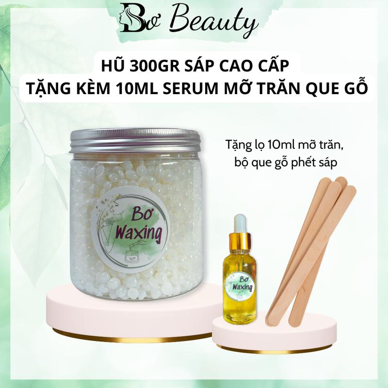  Hũ 300gr sáp wax lông cao cấp sữa dừa nhiều màu tặng kèm que gỗ và 10ml serum mỡ trăn  che tên SP  