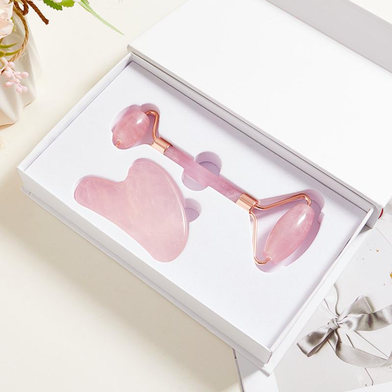 Bộ Đá Guasha Massage Mặt Giảm Nếp Nhăn Và Cây Lăn Massage Nâng Cơ Bằng Đá Tự Nhiên Loại 2 Skincare bong bóng