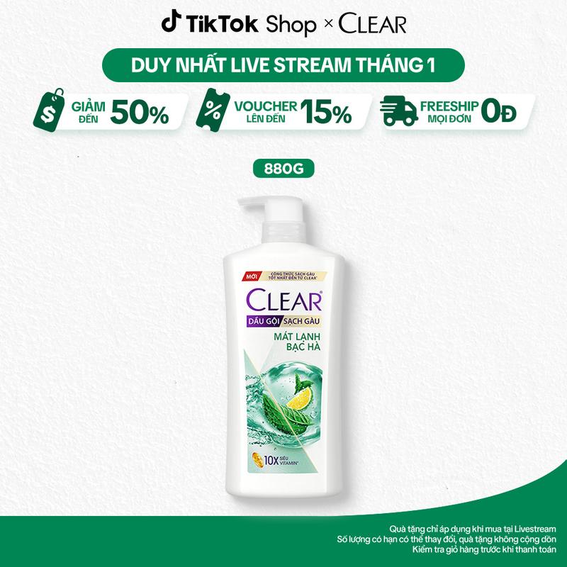   1  Dầu gội sạch gàu Clear Mát Lạnh Bạc Hà 880g 