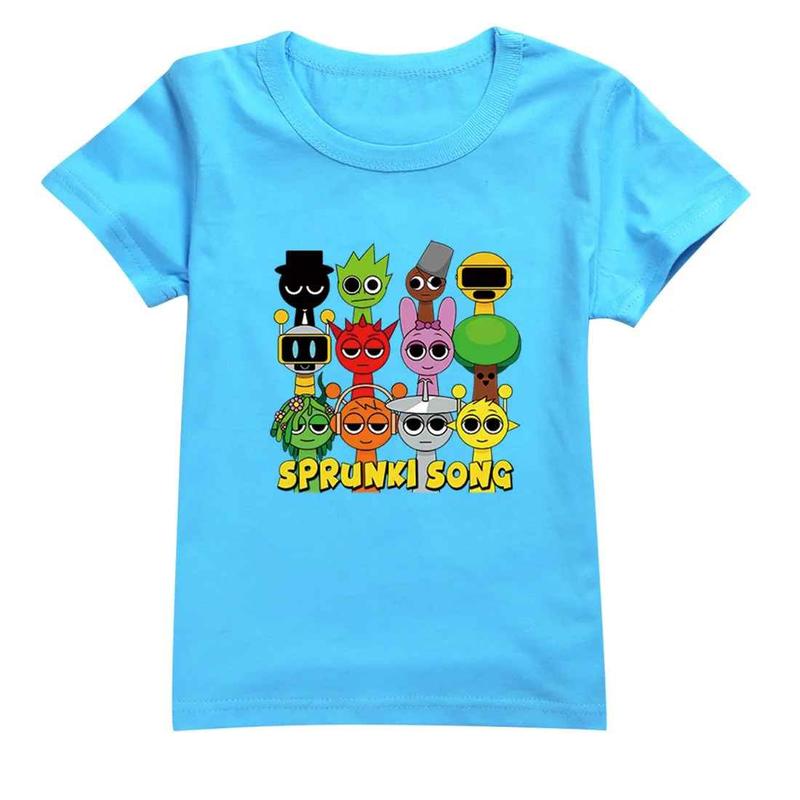 Áo thun trẻ em Áo POLYCOTTON mát mịn In Hình SPRUNKI SONG cho bé trai và bé gái Vải Cotton Baby Tee Women Top Voi Cổ Tròn Heart áo  baby áo  baby áo  len Flower 6