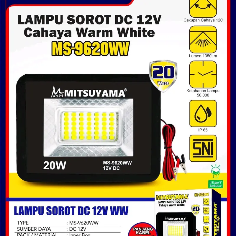 Lampu SOROT DC 20 watt cahaya kuning 0