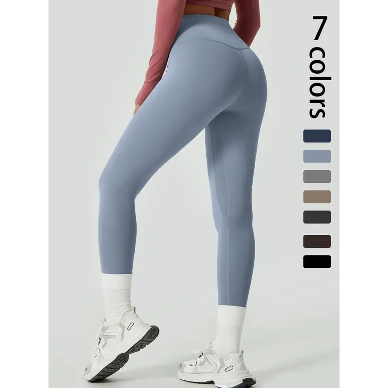 Women's Solid Waist Sports Leggings, Casual Comfy Breathable Skinny Pants for Yoga Gym Workout, Ladies Sportswear for All Seasons 2