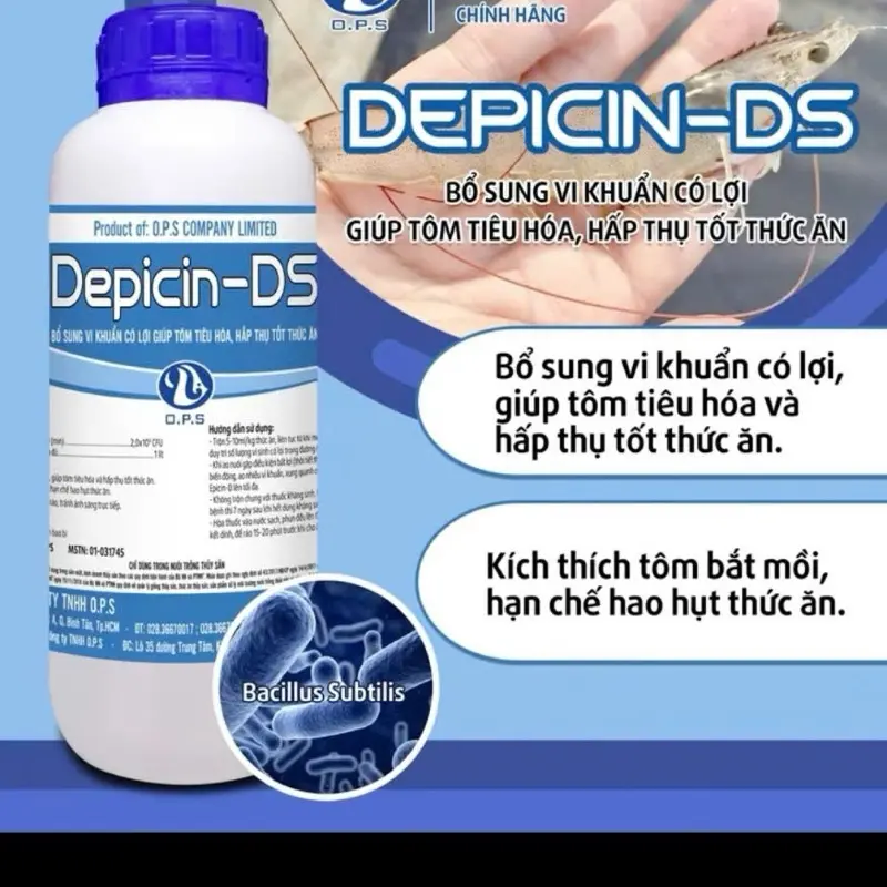 (Combo 3 chai) Depicin- Ds 1lit- hỗ trợ bổ sung vi khuẩn có lợi, giúp tôm tiêu hóa tốt, hấp thụ tốt thức ăn, hỗ trợ kích thích bắt mồi, tránh hao hụt thức ăn.