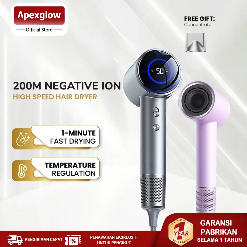 ⚡SUBSIDI 80%⚡APEXGLOW Hair Dryer 1600W Pengering Rambut TERMURAH! Daya Tinggi + Negative Ion, Quick Drying & Portable. Teknologi Anion Blu-Ray, Cahaya Biru & Bisa Dilipat- Proteksi Rambut 2x Cepat!