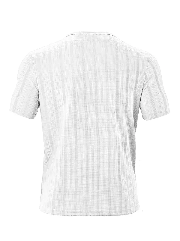 Men's Regular Fit Solid Notched Neck Tee, Casual Comfy Short Sleeve T-shirt for Summer, Fashion Men's Top for Daily Wear 7