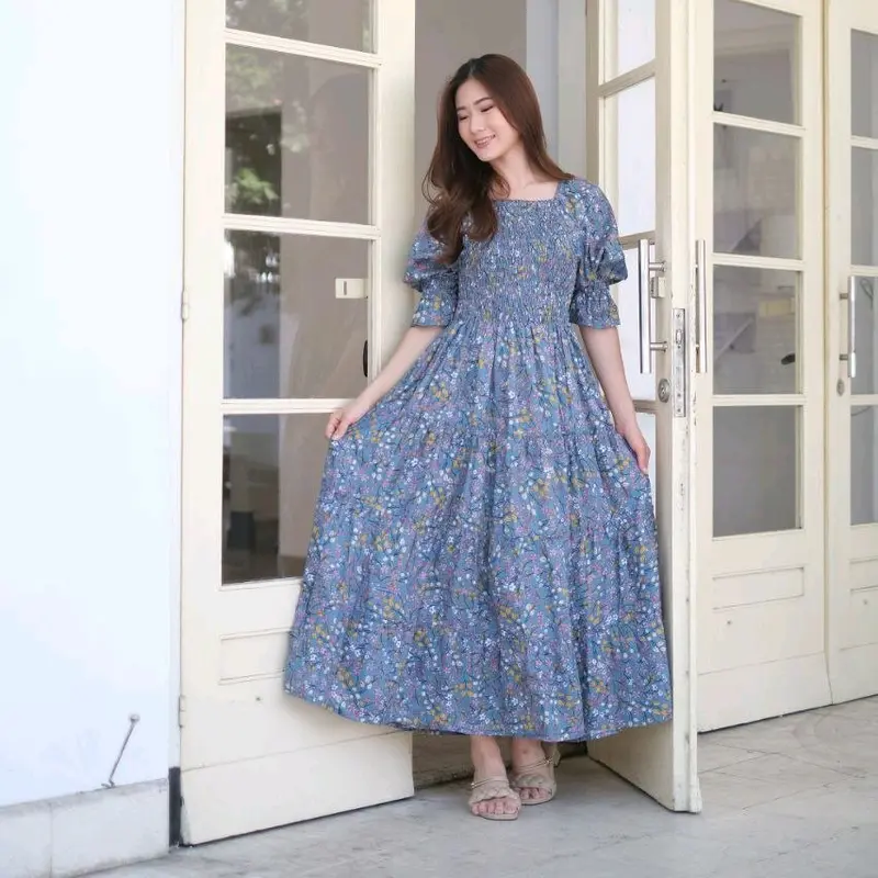 GUMI LENGAN MOTIF/DRESS SMOKE PREMIUM/KOREAN DRESS/DRESS BALI VIRAL 6