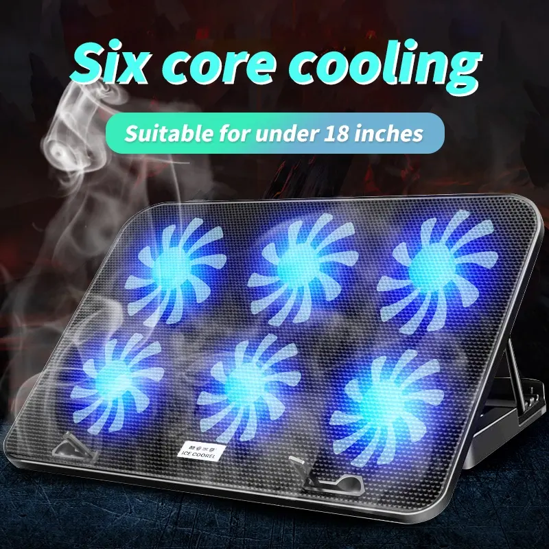 Laptop Cooler Pad 6 Fans  For Laptop 9"-18"Laptop Stand Adjustable Height Cooling Fan