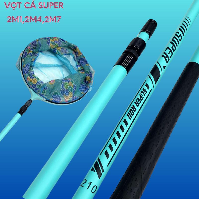  Vợt Cá Carbon SUPEER ROO Câu Đài Vành Tròn Có Vợt Cá Gấp Gọn Có Cán + Vành Fishing Đi Câu Câu Cá 