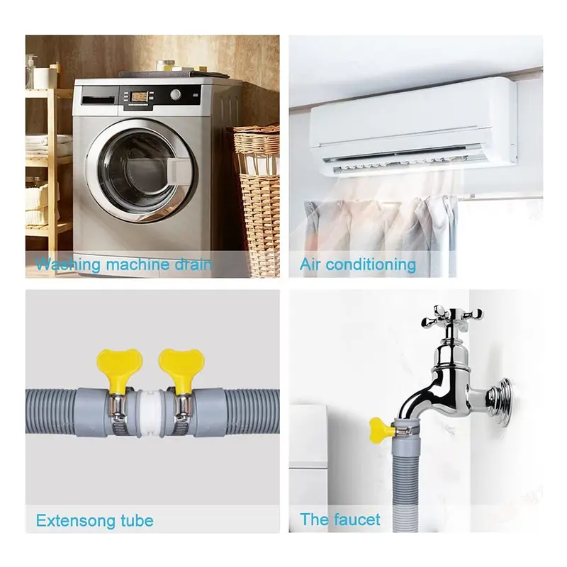 Bộ Mở Rộng Ống Thoát Nước, Thông Dụng, Cho Ống Máy Giặt, 3 mét, Bao Gồm Đầu Nối Ống Giá Đỡ Và Kẹp Ống Thoát Nước, Thích Hợp Cho Ống Thoát Nước 2