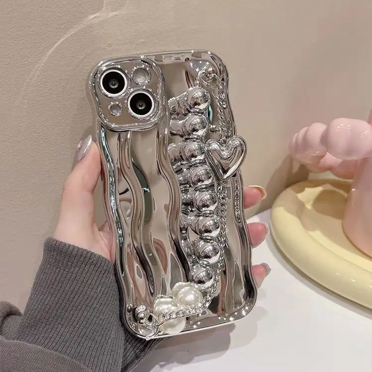 Dây Đeo Tay Gợn Nước Mạ Điện Điện Cao Cấp, Tương Thích Với iPhone 14promax, Ốp Điện Thoại Apple 13, 12 Mới, 11 Mềm Xr / X 2