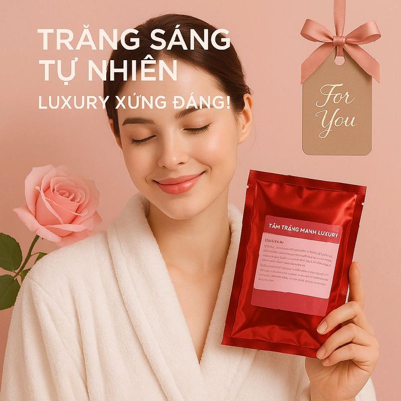  4 Tắm Trắng body thương hiệu luxury tặng kèm 100 gram  bột ủ trắng mặt hoa hồng   hổ trợ  dưỡng trắng da body và mặt   