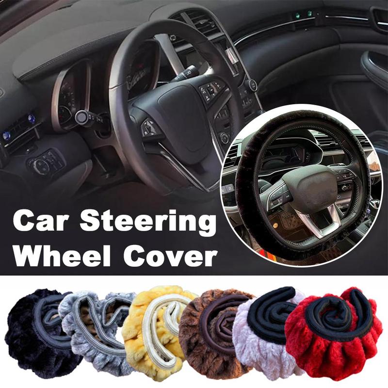 Product Introduction of High Quality Warm Car Steering Wheel Cover Gearshift Handbrake Cover Plush Thick Black Protector Super Women Decoration Soft Pink Man 8