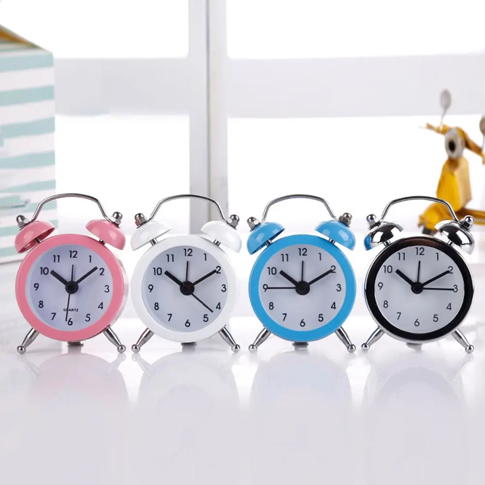 Classic Double Bell Alarm Clock Quartz Movement Bedside Nighttime Analog Clock