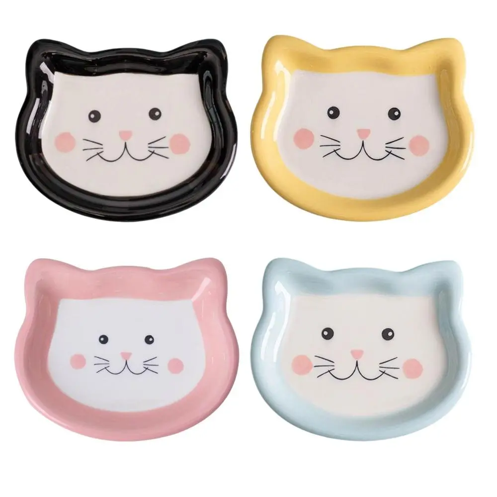 Pinggan Makan Mangkuk Kucing, Reka Bentuk Kartun, Bekas Makanan Tidak Tergelincir, Sesuai untuk Anjing dan Kucing, Mangkuk Makan, Diperbuat daripada Seramik, Sesuai untuk Chinchilla, Landak, Anak Anjing dan Tupai