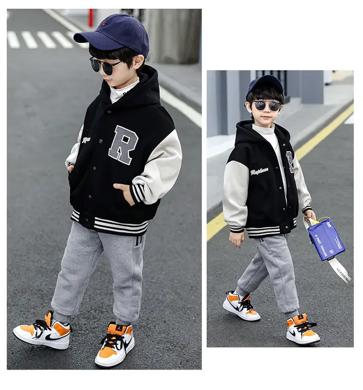 Jacket Varsity Bisbol Unisex Cowo Cewe Balita Remaja Usia 1 2 3 4 5 6 7 8 9 10 11 12 13 14 15 16 17 18 Tahun Th Bulan Model Import Bahan Fleece Hangat Tebal Cocok Dipakai Saat Musim Dingin Abu Biru Hitam Blue Kuning Merah Laki-Laki Bayi Perempuan 2