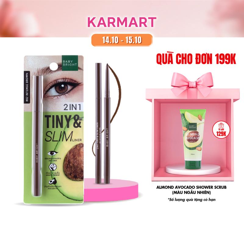 Bút Chì Kẻ Mắt Siêu Mảnh Baby Bright 2 In 1 Tiny & Slim Liner 0.1g Mỹ Phẩm Trang Điểm Nữ