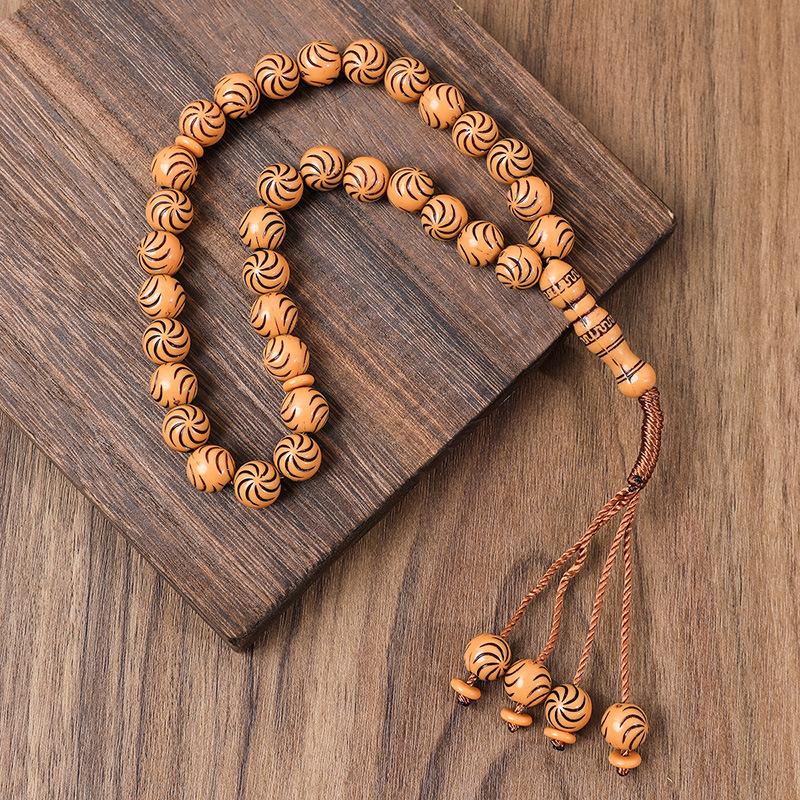 Product Introduction of 33 Natural Blackwood Tesbiha Bracelet | Men's Worship Beads Dhikr Counter Handmade Beaded Muslim Bracelet Meditation/Daily Dual-Use 6