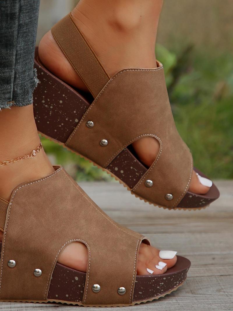 Product Introduction of Women's Fashionable Solid Color Platform Sandals, Casual Comfortable Peep Toe Sandals for Summer, Lightweight Breathable Shoes for Daily Wear, Girl 4
