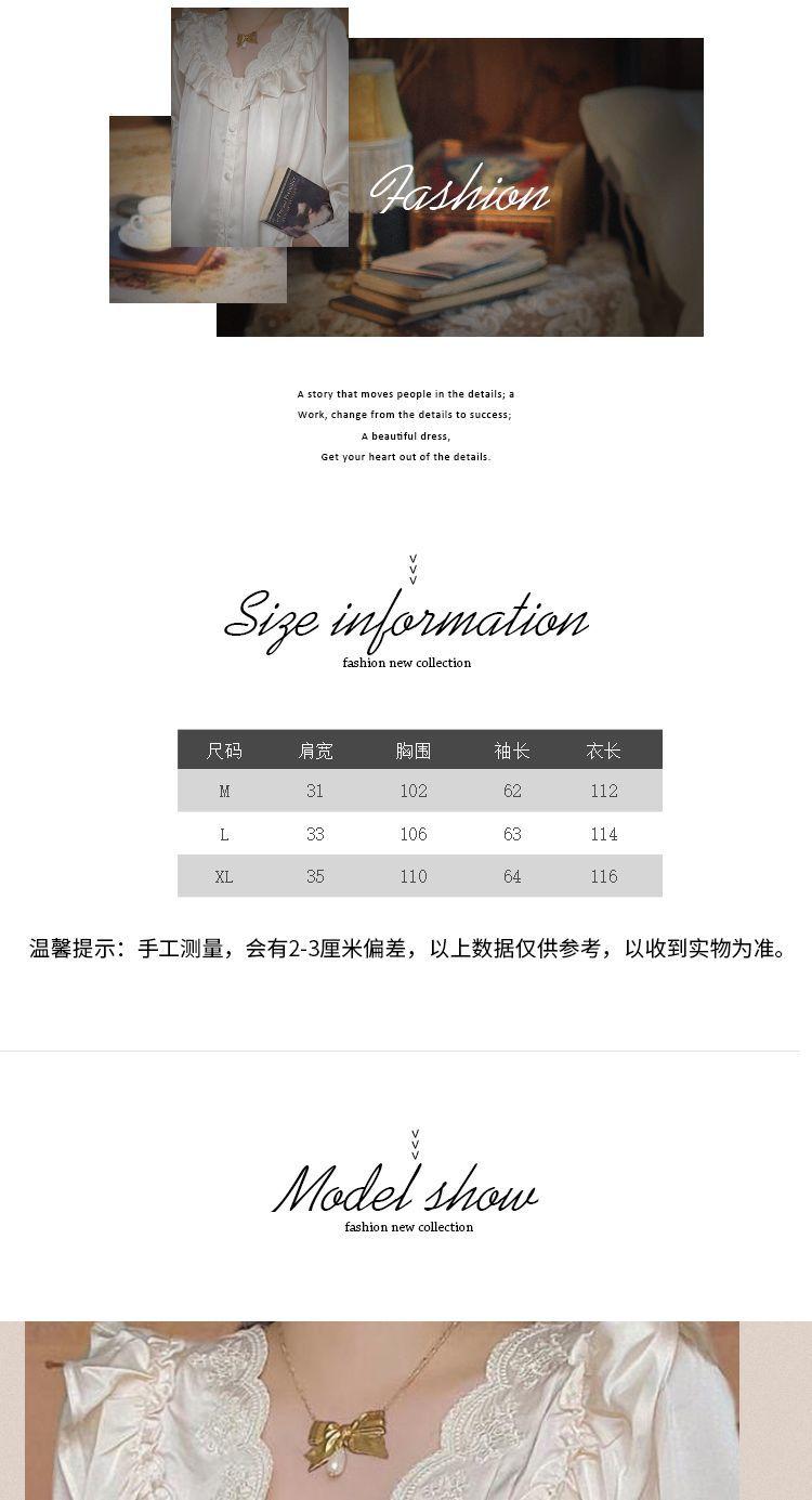 Product Introduction of Váy Ngủ Dài Tay Satin Kiểu Pháp, Bộ Sưu Tập Mới Mùa Mùa Xuân Và Mùa Thu, Phong Cách Tòa Án Cổ Điển Cho Nữ, Chất Liệu Lụa Lạnh Dài, Đồ Ngủ Ngoài Trời Cao Cấp Women Đầm Ngủ Dress 2