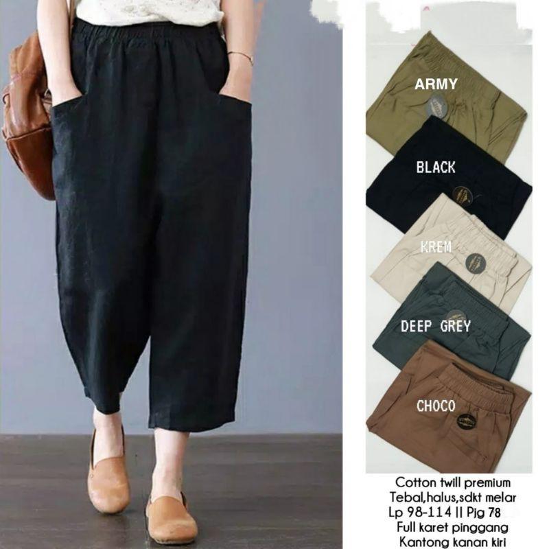 Product Introduction of CELANA WANITA JUMBO PINGGANG KARET / CELANA KUREA TERBARU Cotton Twill 0