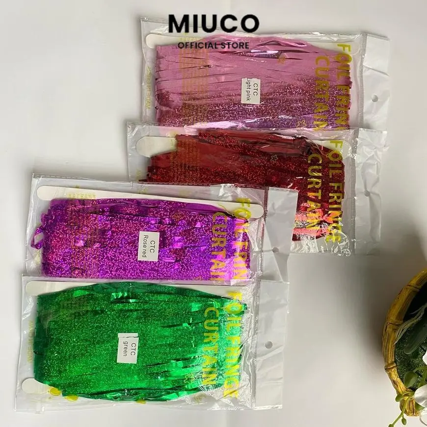 [COD] Miuco - Tirai Dekorasi Kantor Kelas Pesta Ulang Tahun Tirai Rumbai Plastik Chrome Foil 100 x 200 Cm Foil Curtain Backdrop Curtain Selinger