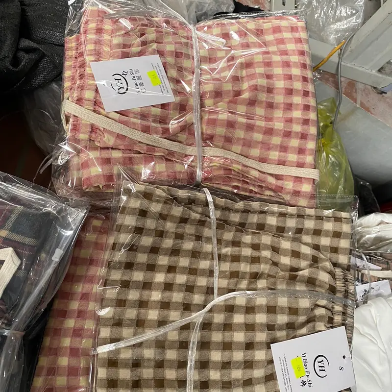 Quần Ống Rộng Nữ Kẻ Caro Chất Đũi Mềm Cạp Chun Dây Rút 684 Ong Pants 4