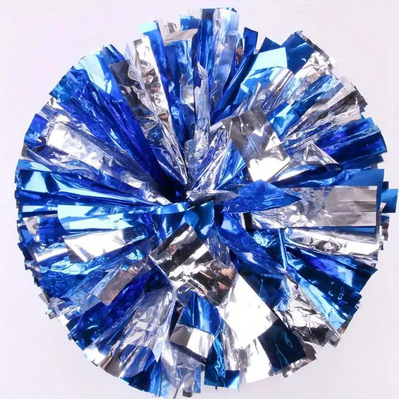 Cheerleading Pom Poms with Finger Holes, Metallic Foil Cheer Pom Poms for Dance, Matches Team Spirit Sports Stage Performance Carnival Celebration