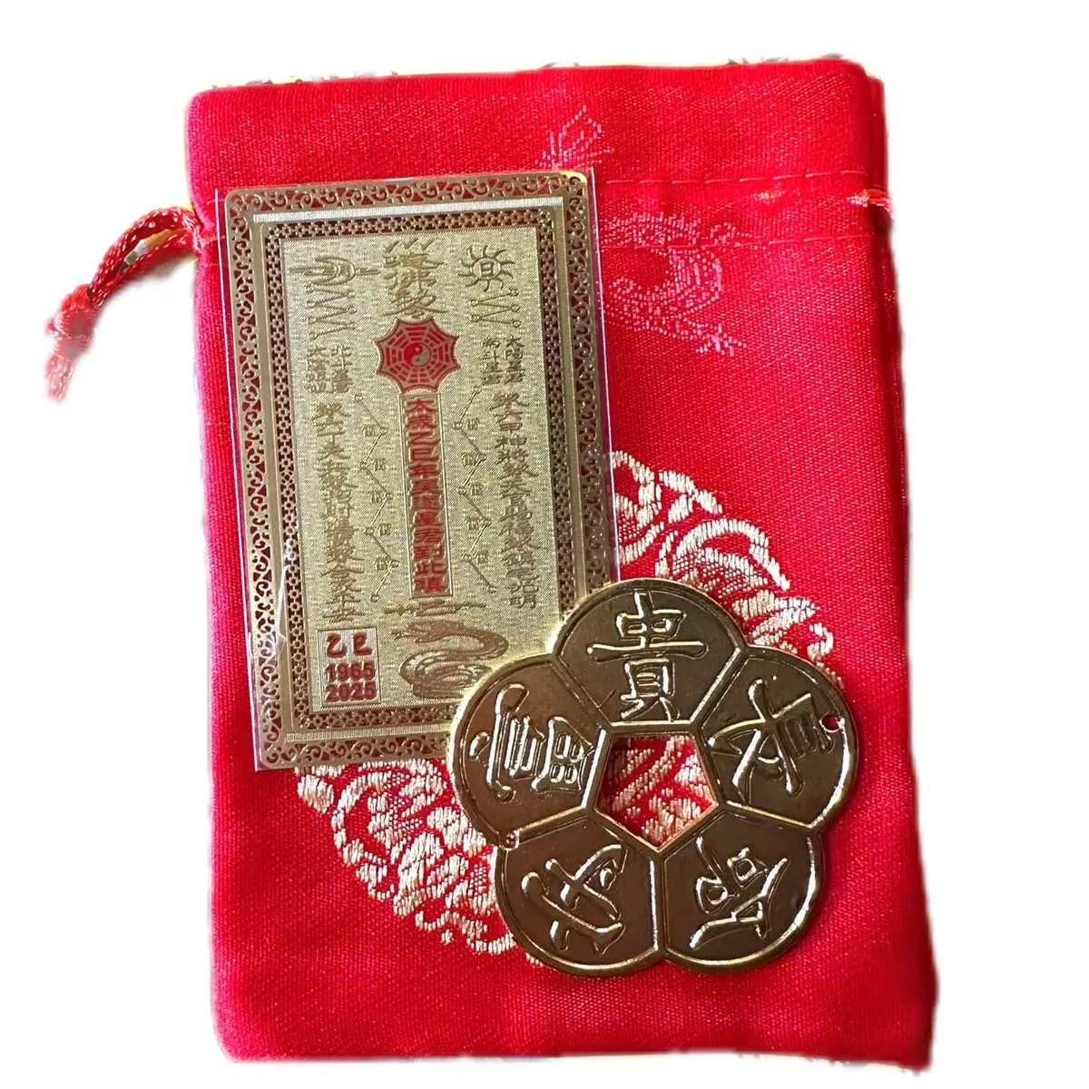 Combo Đồng xu hoa mai mạ vàng và Thẻ TT 2025 trang trí điện thoại - kích thước 5x8cm, để ốp lưng điện thoại.