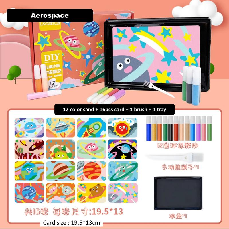 Product Introduction of TT27 Kids Colorful DIY Sand Painting Sand Art Cards Educational toys Art & Craft Creative toys for childrens boy & girls Children's the Color Sand Psinting 2