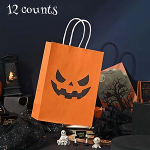 Halloween Themed Gift Bag, 12pcs/set Candy Bag with Handle, Halloween Gift, Gift Wrapping Bag for Halloween Party, Party Favor Bag