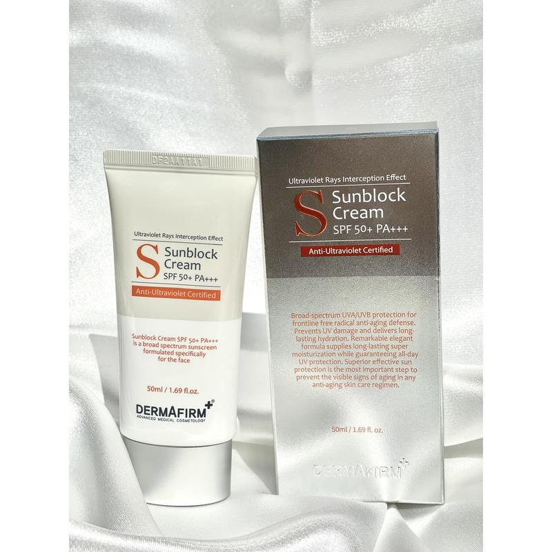 Product Introduction of [HÀNG CÔNG TY] KEM CHỐNG NẮNG DERMAFIRM SUNBLOCK CREAM SPF 50+ PA+++ cho da khô, dầu, mụn nhạy cảm 50ML - BS HỒNG ĐÀO 72