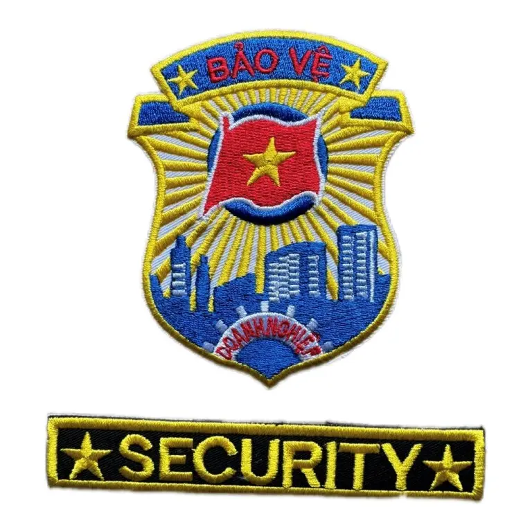 Logo Bảo Vệ, Phù hiệu áo bảo vệ, Logo Security thêu sẵn ủi lên áo thun, áo sơ mi (có keo sẵn) 4