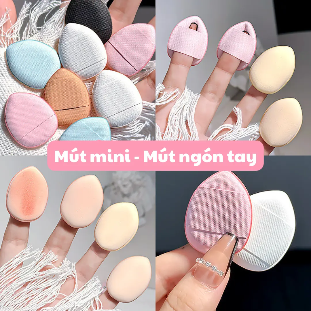 Bông phấn mini đa năng - Mút ngón tay, Mút đa năng, tán phấn, kem nền, che khuyết điểm, bông mềm mịn, thiết kế nhỏ gọn - Trang Điểm, Nữ