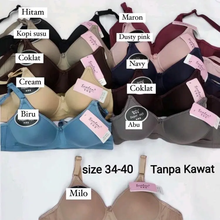 Bh Bra Scalen 2808 Licin Pakai Busa Tanpa Kawat Cup Kecil 34/40 0