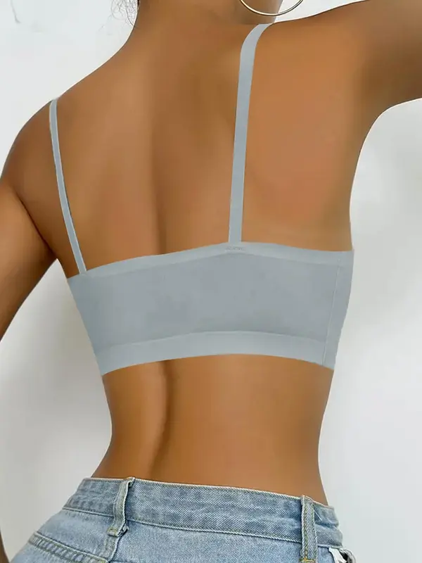 Women's Solid Color Adjustable Strap Padded Wireless Bra, Curvy Soft Comfortable Fit Breathable Seamless Push Up Lingerie Top, Lingerie for Fall, Pushbra, Womenswear 8