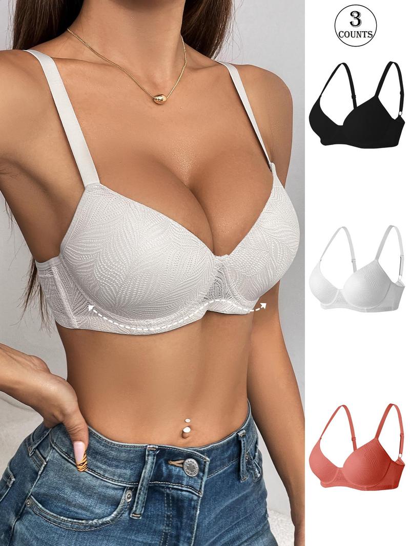 Product Introduction of Women's Solid Color Push Up Bra, Comfortable Breathable Underwire Bra, Softness Lingerie for All Seasons 3