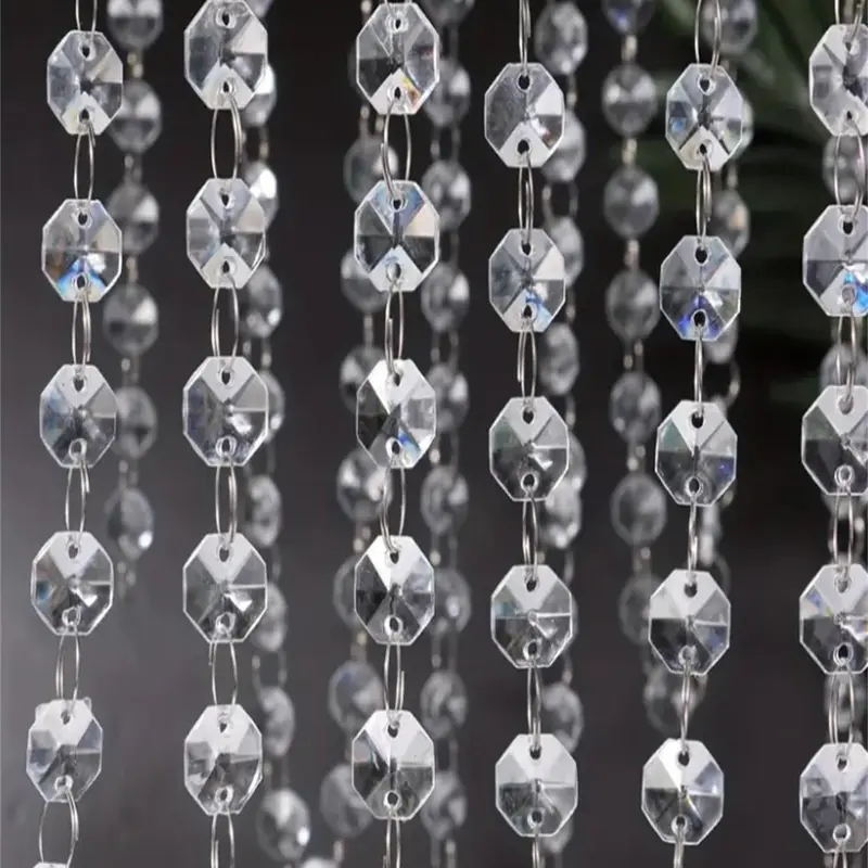 Crystal Octagonal Beaded Curtain, 1 Count Tassel Wedding Decoration for Ceiling, Wedding Ceremony Stage, Doorways, Home Ornaments 7