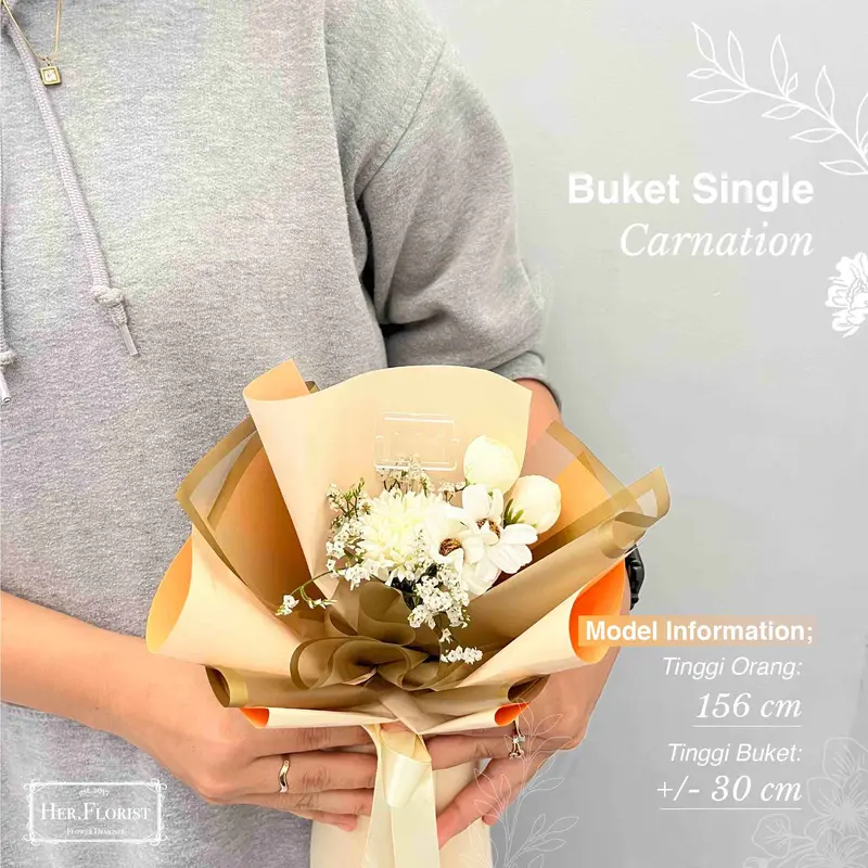 HER.FLORIST-NEW DESIGN [CARNATION] Single Soap & Dried Flower Bouquet / Buket Bunga Sabun Carnation / Bunga Kering / Bunga Artificial / Buket Bunga 4
