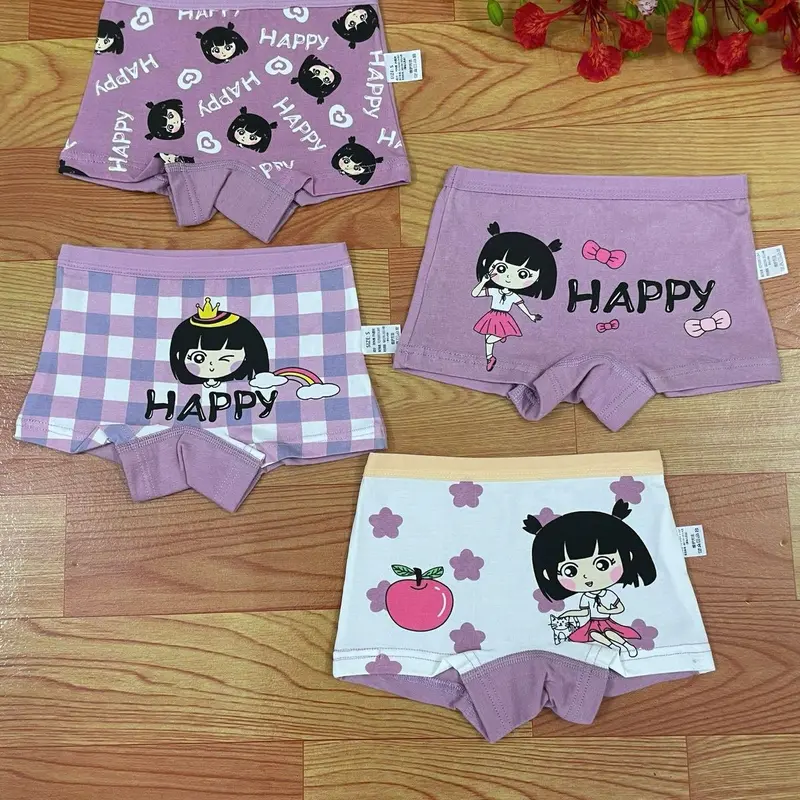 Sét 4 quần chíp đùi đáy 2 lớp cotton êm mềm co giãn cho bé gái [size 7-43kg] kèm quà 4