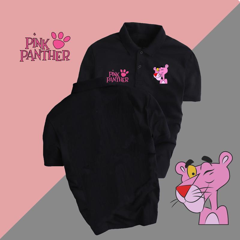 BST áo thun POLO chỉ in mặt trước BÁO HỒNG và PANDA _ Unisex nam nữ tay lửng Menswear Top Có Cổ