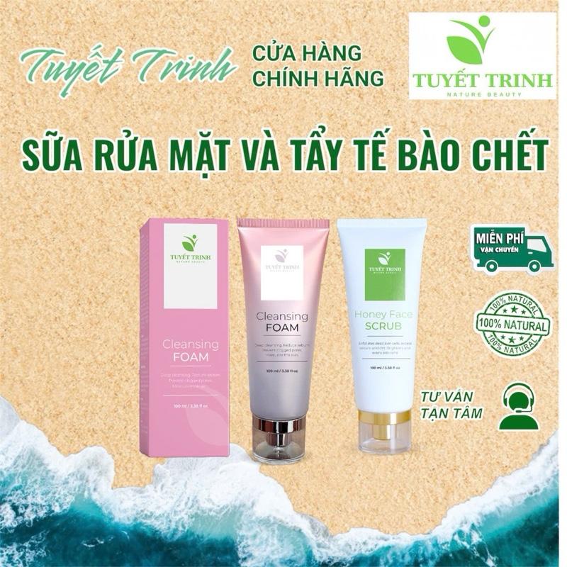 [ Bộ 2 món ] Sữa rửa mặt và Tẩy tế bào chết. Sữa rửa mặt Cleansing Foam 100ml, Tẩy tế bào chết da mặt Honey Face Scrub 100ml - Chăm Sóc Và Làm Đẹp Da