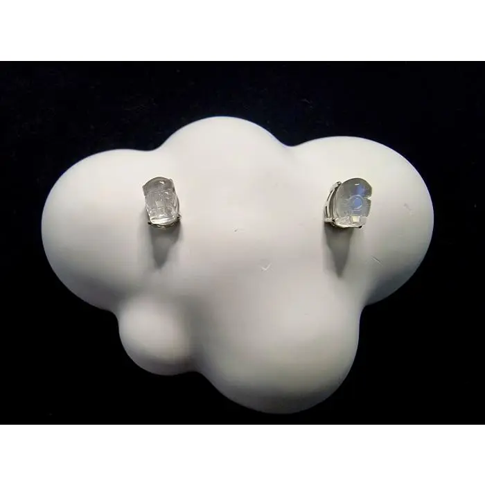 Anting Batu Biduri Bulan Moonstone Silver 925 Pixiu Super 8.5mm B298