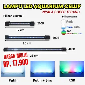 Lampu Aquarium Akuarium LED Celup 20cm 30cm 40cm Warna Warni RGB Murah promo cuci gudang gratis ongkir