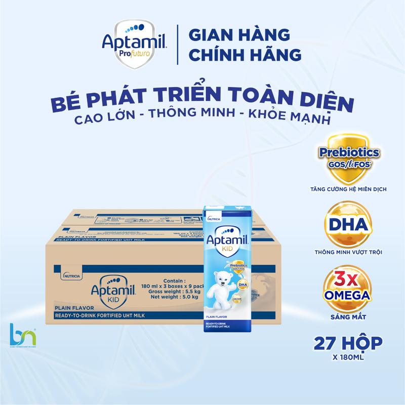 Thùng 27 hộp Sữa Nước Pha Sẵn Aptamil Kid 180ml Cho Bé