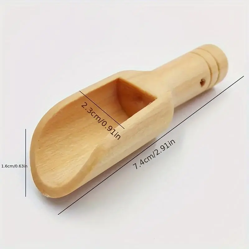 Mini Wooden Spoon(4 Counts), Tea Scoop, Small Spice Spoon for Sugar Scrubs, Spices, Bath Salts, Cooking, Kitchen Gadgets 1