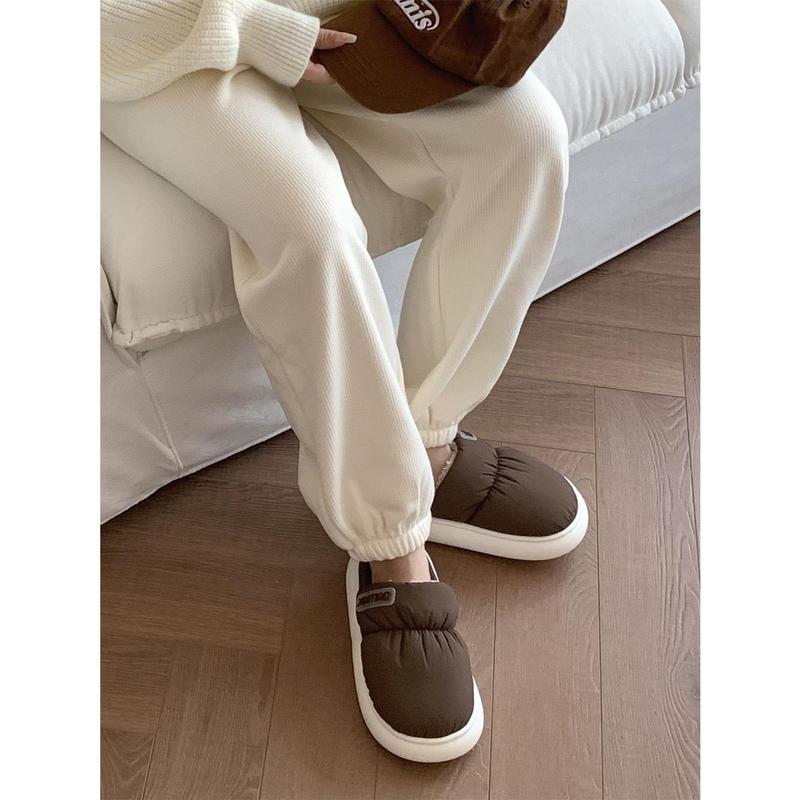 Dép Cotton Kín Ngón Chân Retro Cho Nữ, Giày Mùa Đông Ấm Áp, Phong Cách Hàn Quốc, Cho Cặp Đôi, Hộ Gia Đình, Phòng Ngủ, Không Trượt, Đế Mềm 3