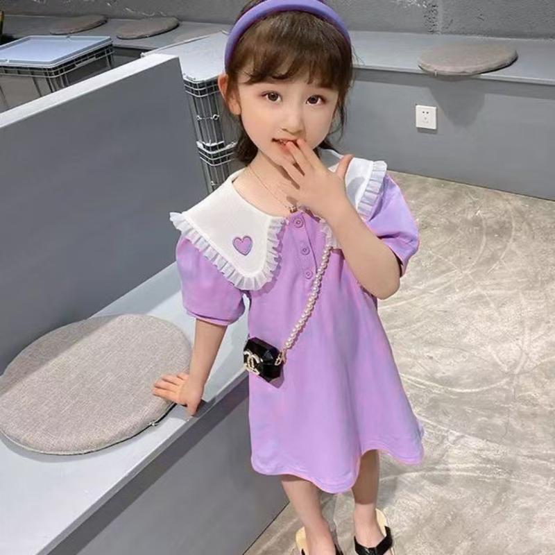 Product Introduction of TinySaya For Girls Child Kids MFB Collar Short Sleeve Dress Floral Dress Cute Princess Dress Polo Collar For 1-8years Old Floral Plain Dress Summer Outfit Indoor Outdoor Wear Korean Style 14